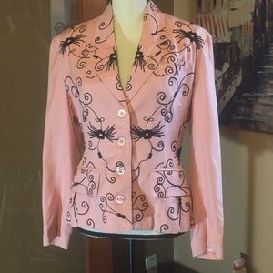 Vintage Paris made Embroidered Button Blazer XS-S